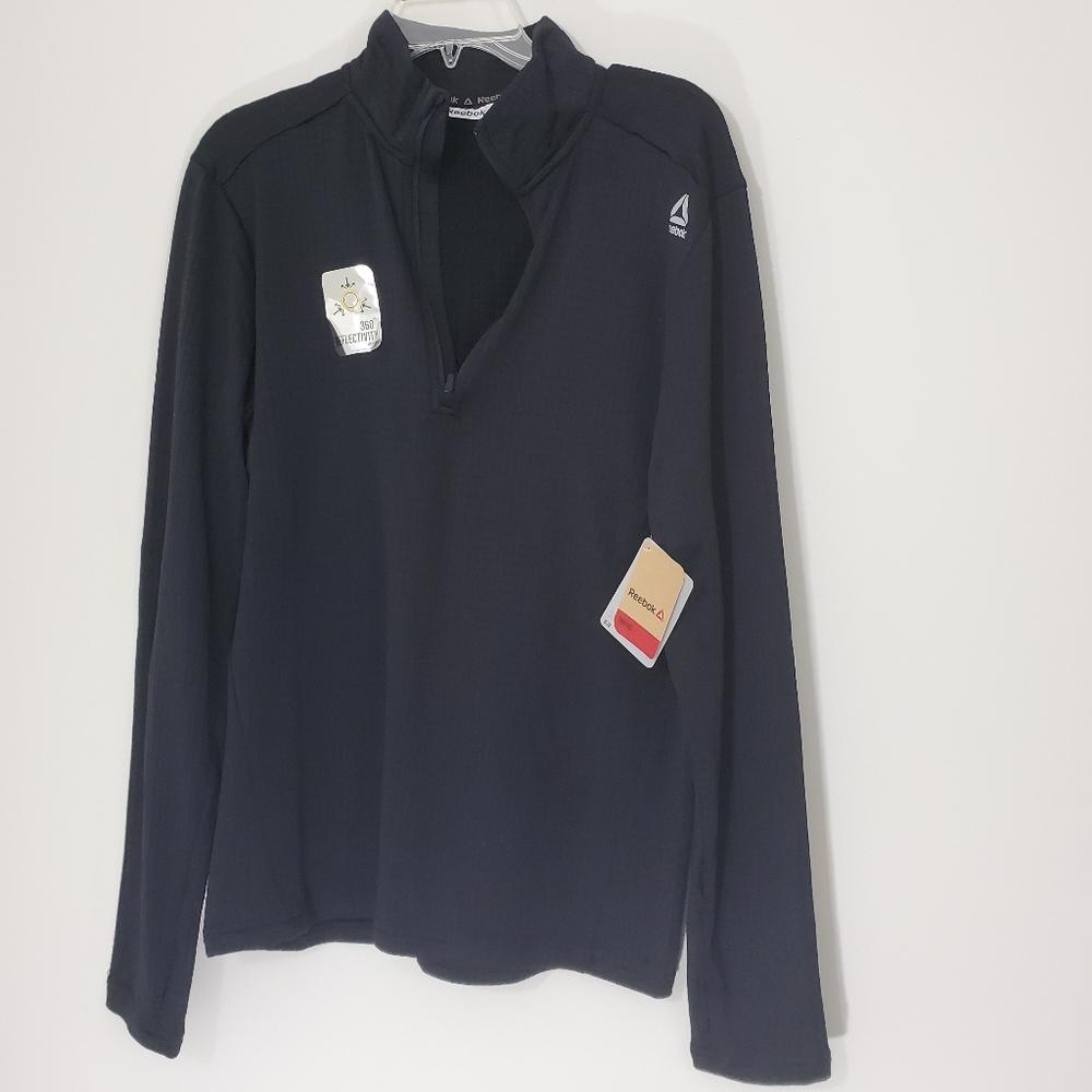 Reebok slim apex zip mock neck training shirt, Size Small